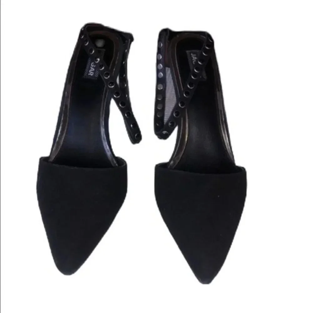 Jaggar Opulent Studded Pointed Toe Sling back Black Heels Size 10